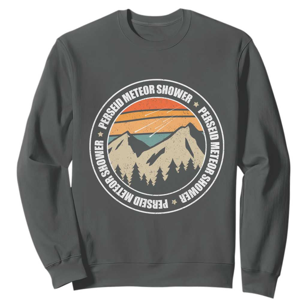 Perseid Meteor Shower Sweatshirt Shooting Stars Astronomy Vintage Retro Mountain TS11 Dark Heather Print Your Wear
