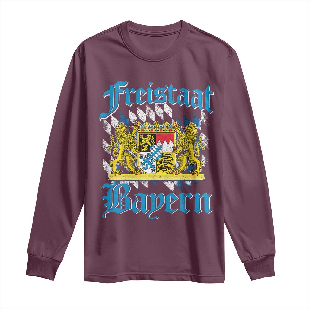 Freistaat Bayern Long Sleeve Shirt Bavaria German Munich Oktoberfest TS11 Maroon Print Your Wear