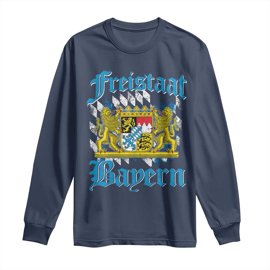 Freistaat Bayern Long Sleeve Shirt Bavaria German Munich Oktoberfest TS11 Navy Print Your Wear