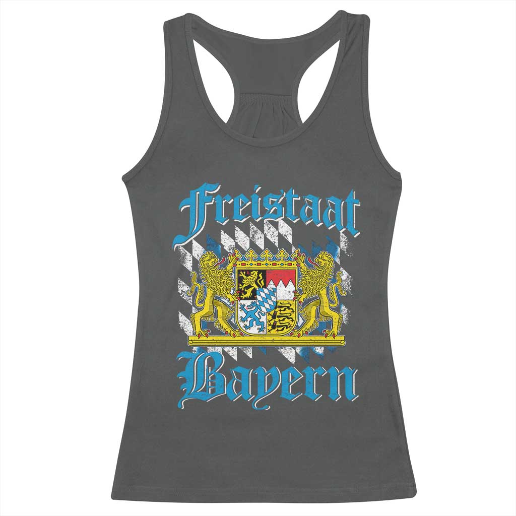 Freistaat Bayern Racerback Tank Top Bavaria German Munich Oktoberfest TS11 Dark Heather Print Your Wear