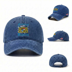 Freistaat Bayern Washed Cotton Baseball Cap - Bavaria German Munich Oktoberfest TS11 Washed Cap Universal Fit Royal Blue Print Your Wear