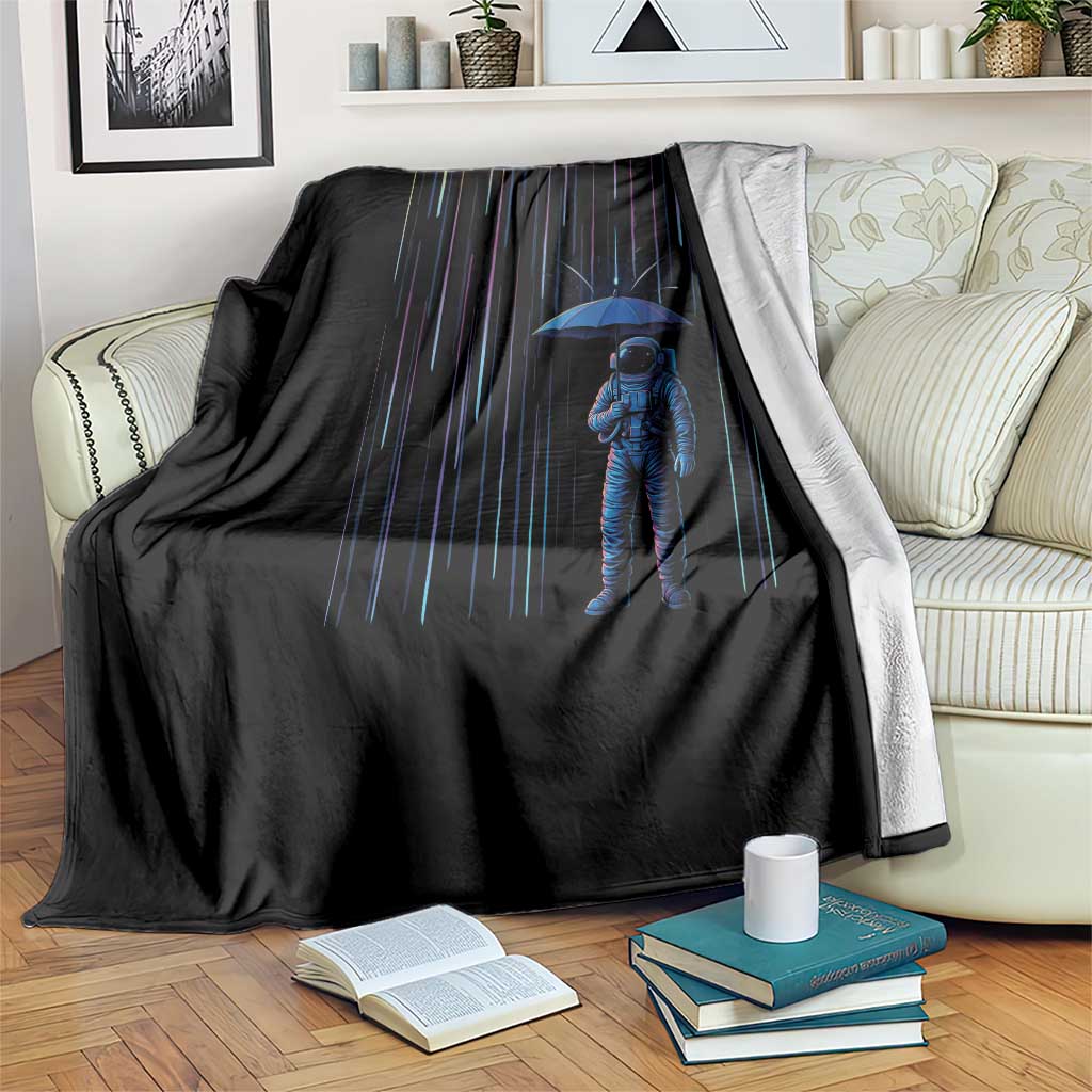 Perseid Meteor Shower Raining Astronaut With Umbrella Throw Blanket TS11 Print Your Wear