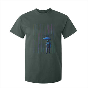 Perseid Meteor Shower Raining Astronaut With Umbrella T Shirt For Kid TS11 Dark Forest Green Print Your Wear