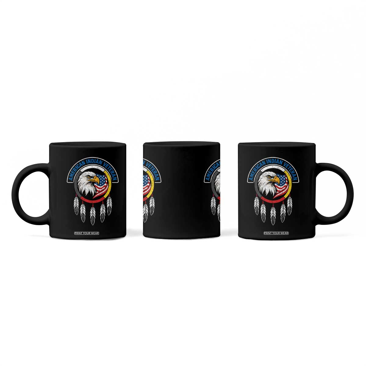 American Indian Veteran Coffee Mug Native American Veteran Eagle Dreamcatcher TS11 Print Your Wear