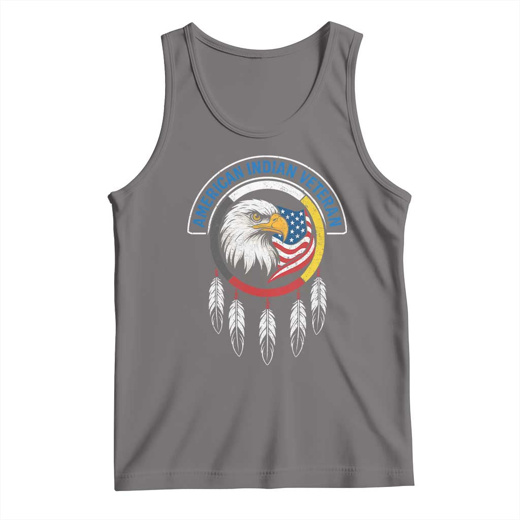 American Indian Veteran Tank Top Native American Veteran Eagle Dreamcatcher TS11 Deep Heather Print Your Wear