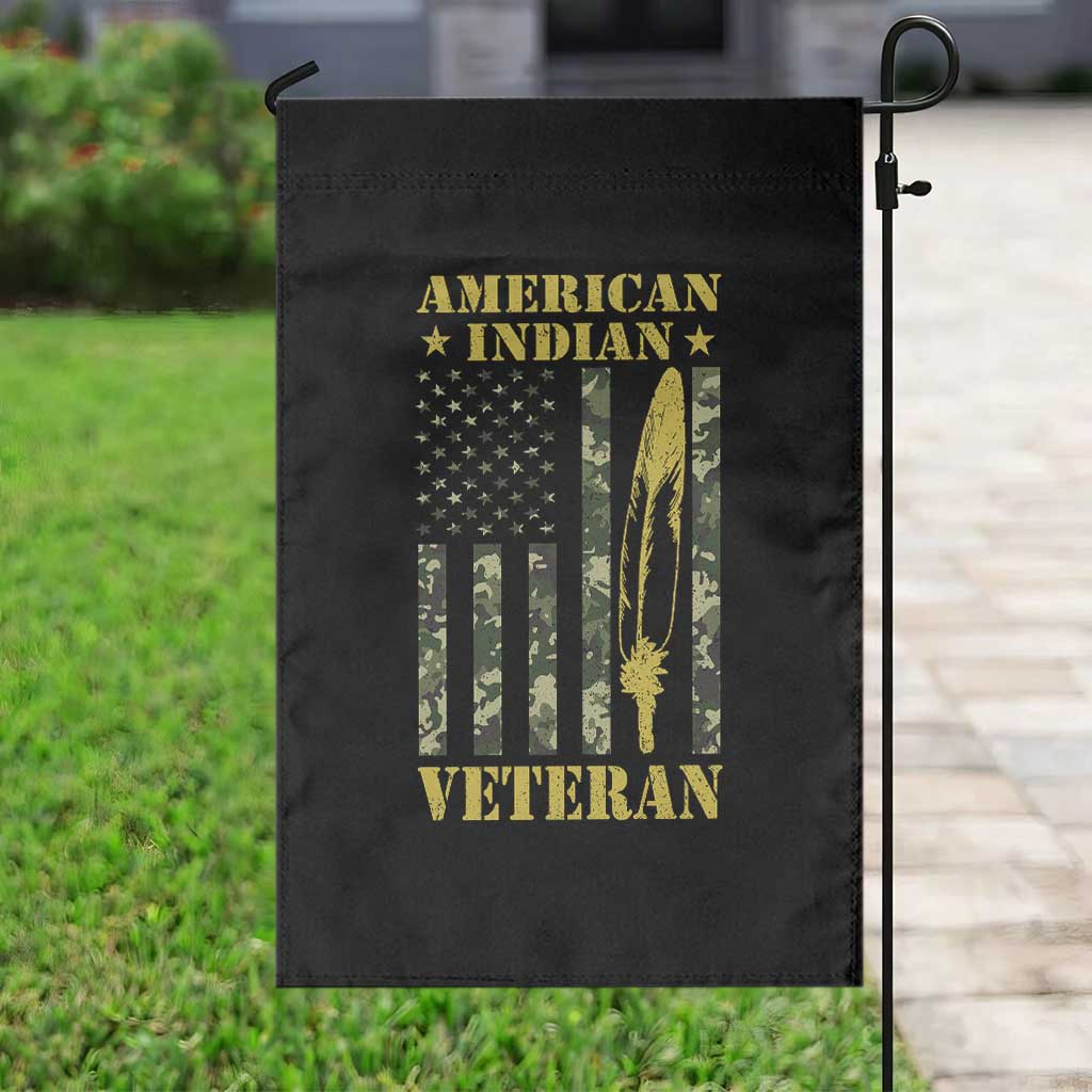 American Indian Veteran Garden Flag Native American Veteran Feathers Camo Flag TS11 Print Your Wear