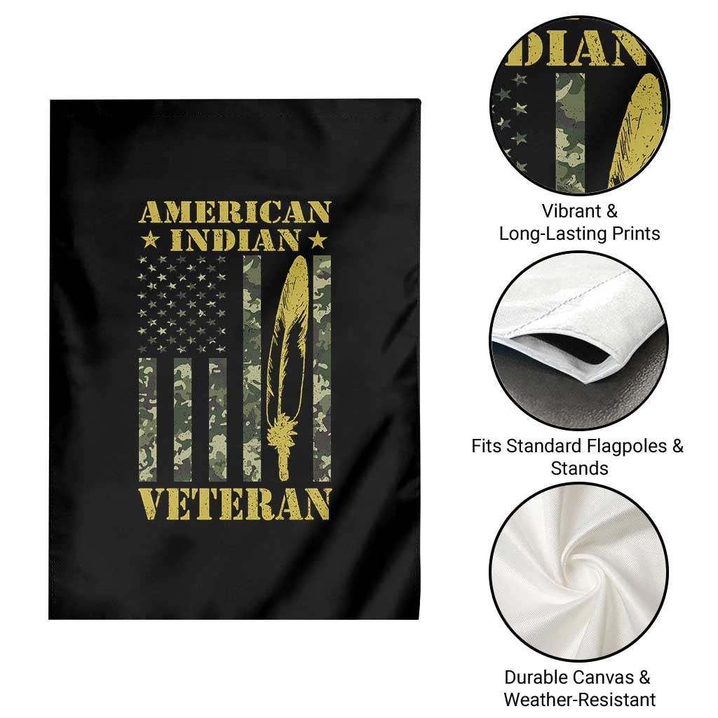 American Indian Veteran Garden Flag Native American Veteran Feathers Camo Flag TS11 Print Your Wear