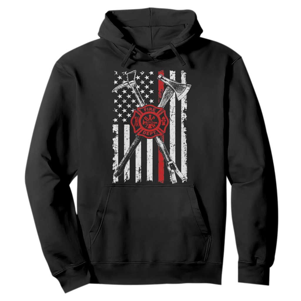 Patriotic Firefighter Axe Halligan Vintage American Flag Hoodie