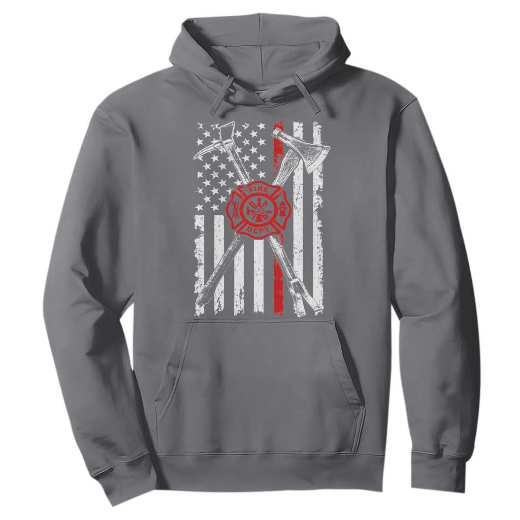 Patriotic Firefighter Axe Halligan Vintage American Flag Hoodie