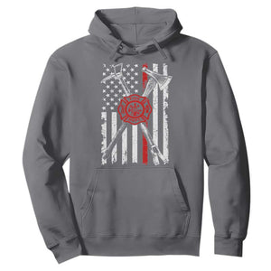 Patriotic Firefighter Axe Halligan Vintage American Flag Hoodie