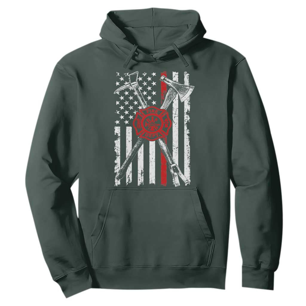 Patriotic Firefighter Axe Halligan Vintage American Flag Hoodie