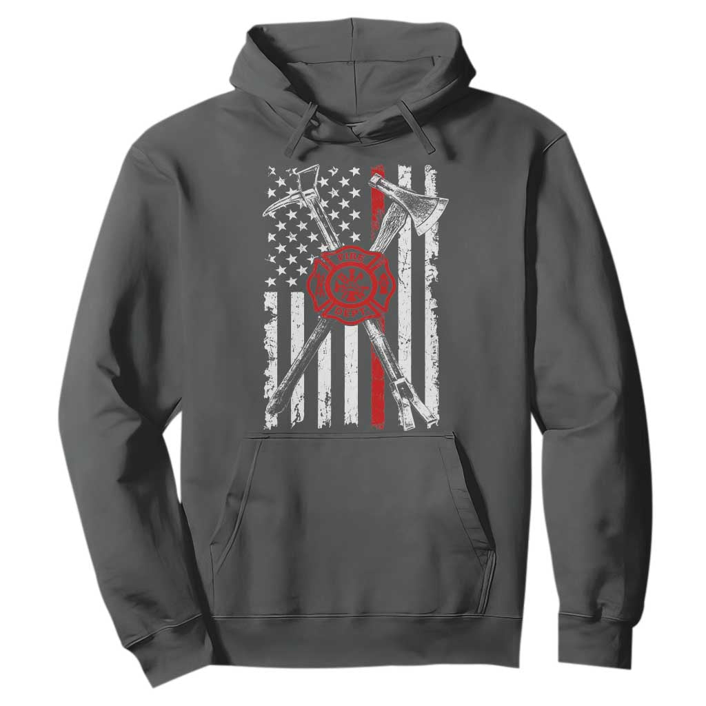 Patriotic Firefighter Axe Halligan Vintage American Flag Hoodie