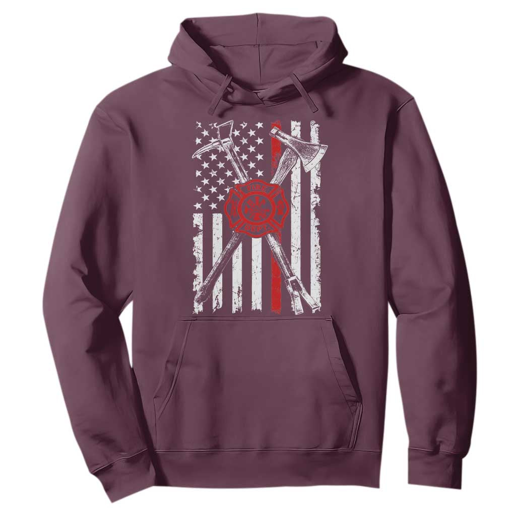 Patriotic Firefighter Axe Halligan Vintage American Flag Hoodie