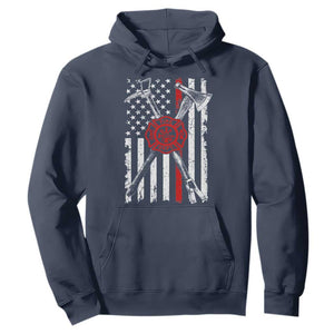 Patriotic Firefighter Axe Halligan Vintage American Flag Hoodie