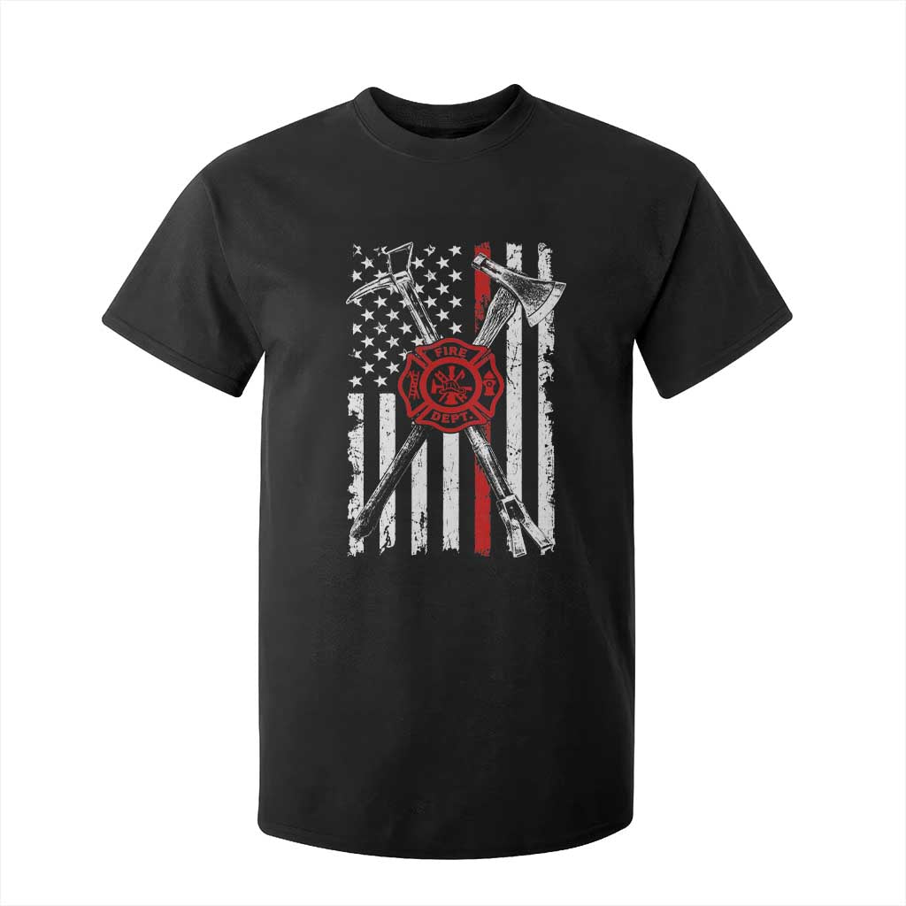 Patriotic Firefighter Axe Halligan Vintage American Flag T Shirt For Kid