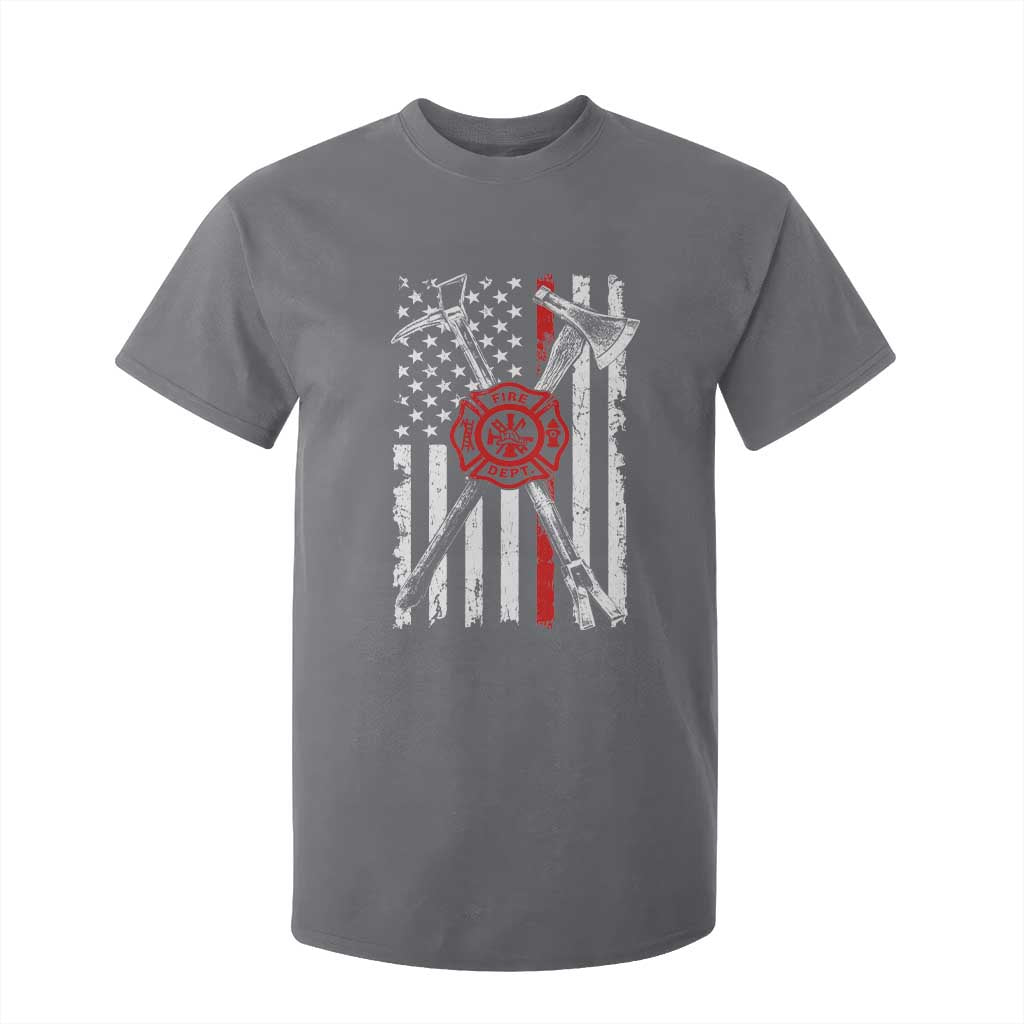 Patriotic Firefighter Axe Halligan Vintage American Flag T Shirt For Kid