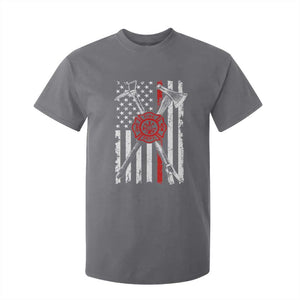Patriotic Firefighter Axe Halligan Vintage American Flag T Shirt For Kid