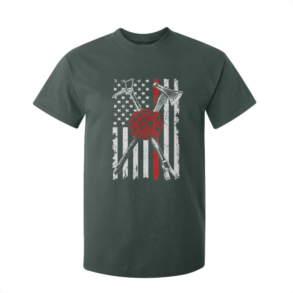 Patriotic Firefighter Axe Halligan Vintage American Flag T Shirt For Kid
