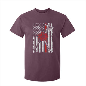 Patriotic Firefighter Axe Halligan Vintage American Flag T Shirt For Kid