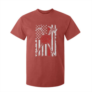 Patriotic Firefighter Axe Halligan Vintage American Flag T Shirt For Kid