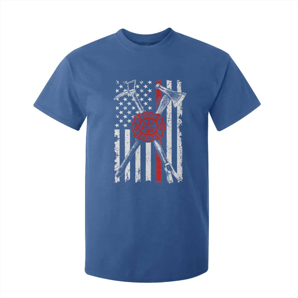 Patriotic Firefighter Axe Halligan Vintage American Flag T Shirt For Kid