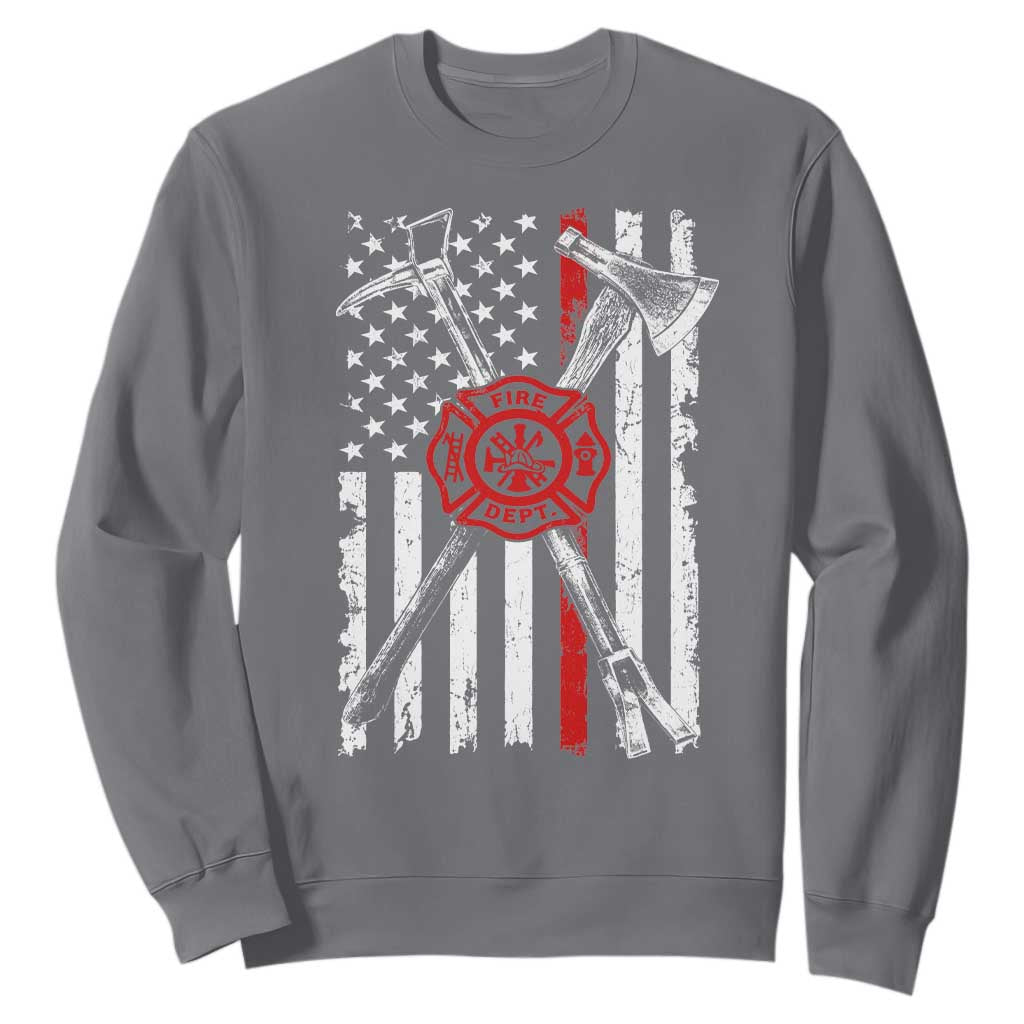 Patriotic Firefighter Axe Halligan Vintage American Flag Sweatshirt