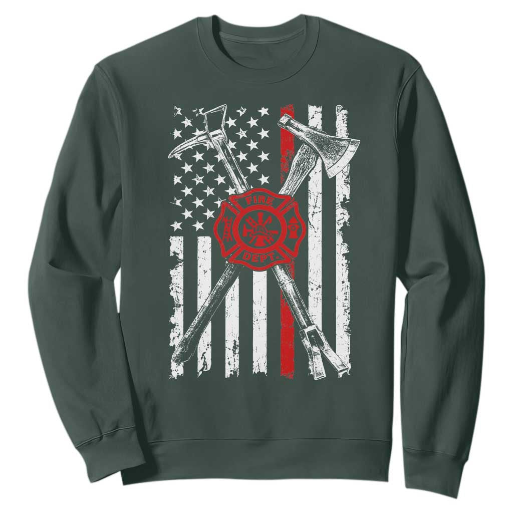 Patriotic Firefighter Axe Halligan Vintage American Flag Sweatshirt