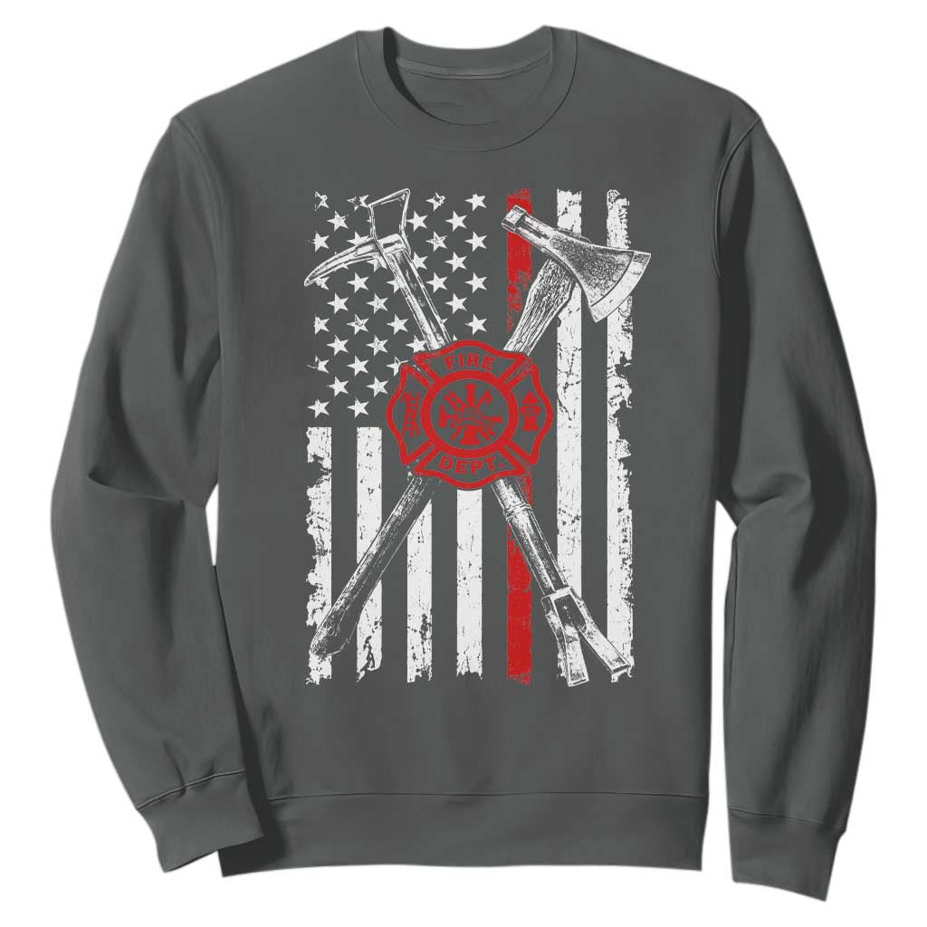 Patriotic Firefighter Axe Halligan Vintage American Flag Sweatshirt