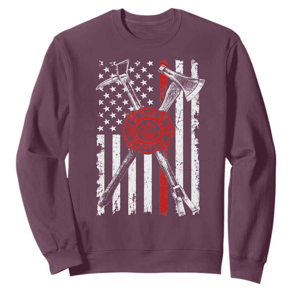 Patriotic Firefighter Axe Halligan Vintage American Flag Sweatshirt