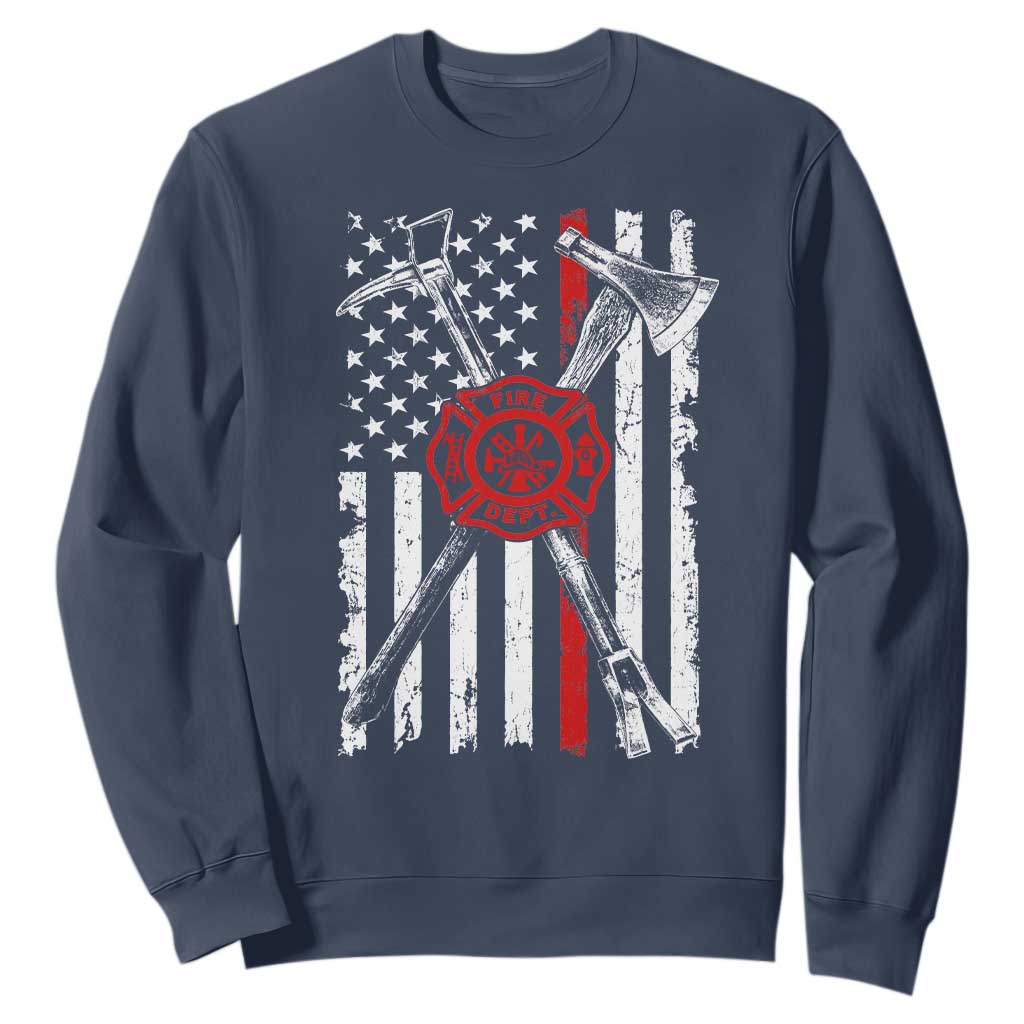 Patriotic Firefighter Axe Halligan Vintage American Flag Sweatshirt