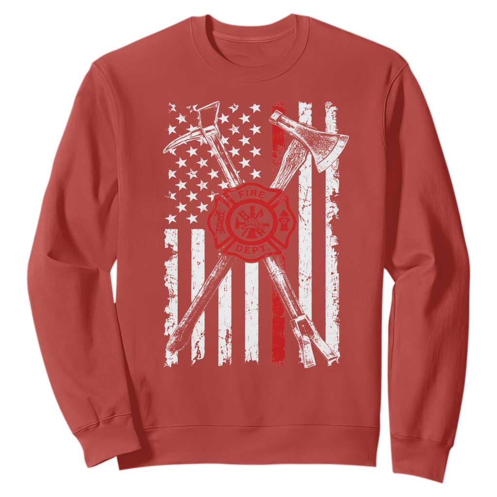 Patriotic Firefighter Axe Halligan Vintage American Flag Sweatshirt