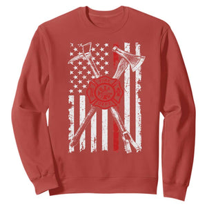 Patriotic Firefighter Axe Halligan Vintage American Flag Sweatshirt