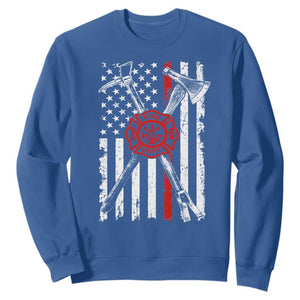 Patriotic Firefighter Axe Halligan Vintage American Flag Sweatshirt