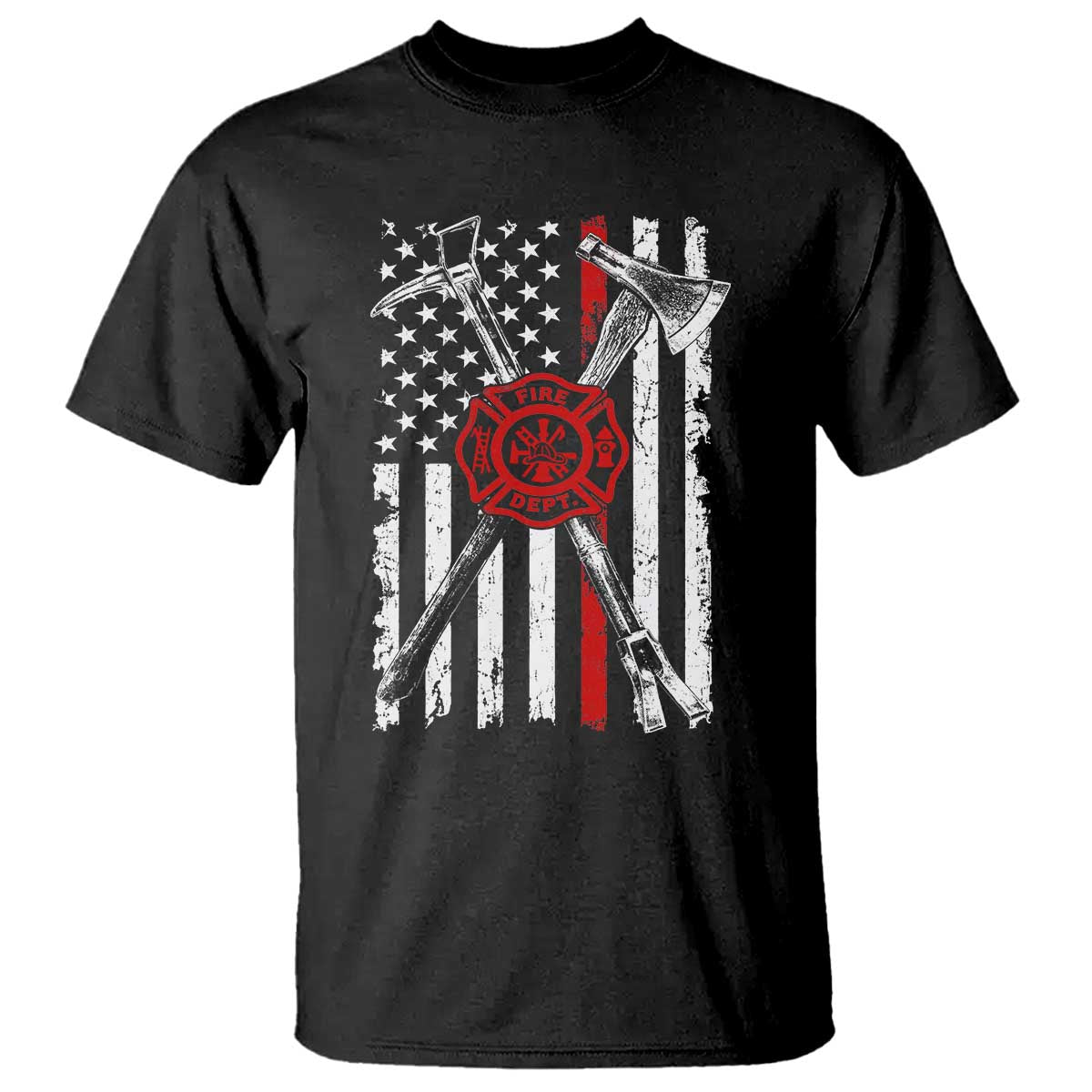 Patriotic Firefighter Axe Halligan Vintage American Flag T Shirt