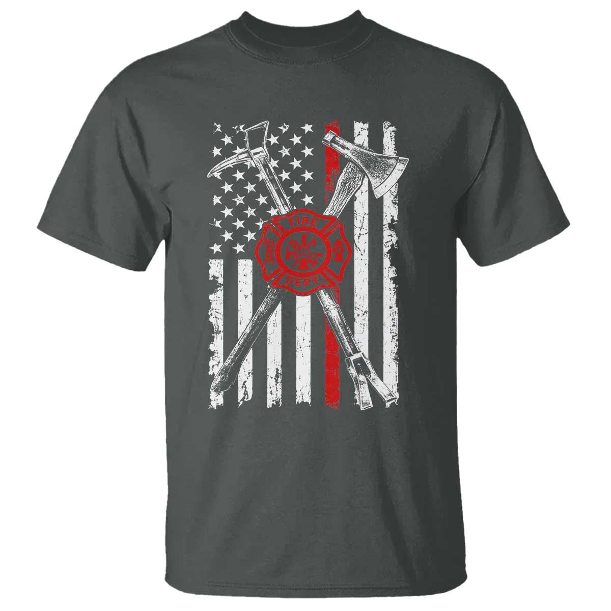 Patriotic Firefighter Axe Halligan Vintage American Flag T Shirt