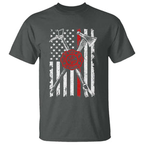 Patriotic Firefighter Axe Halligan Vintage American Flag T Shirt