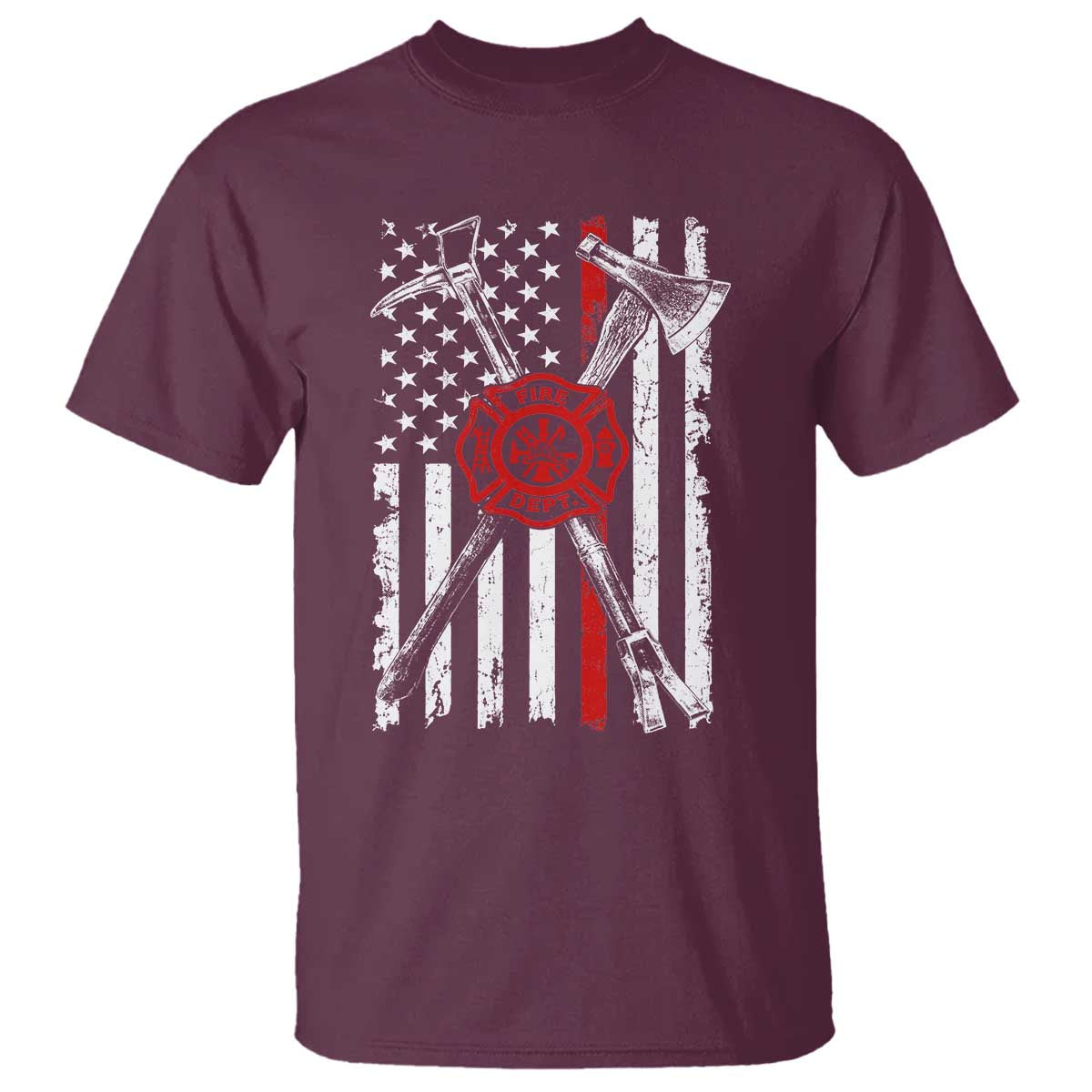 Patriotic Firefighter Axe Halligan Vintage American Flag T Shirt
