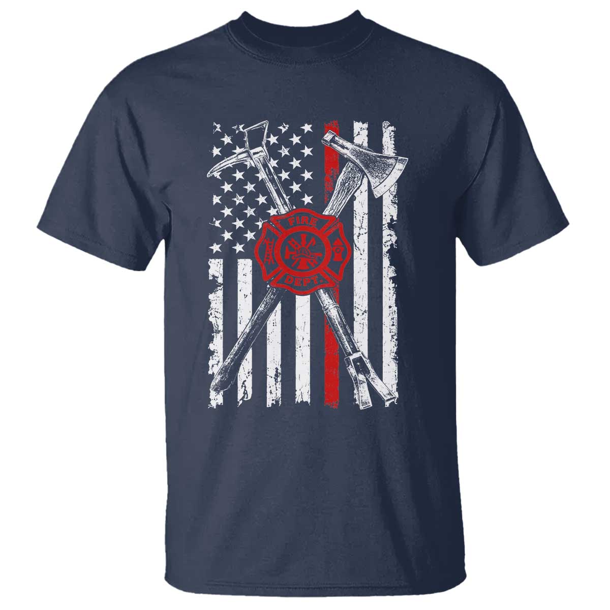 Patriotic Firefighter Axe Halligan Vintage American Flag T Shirt