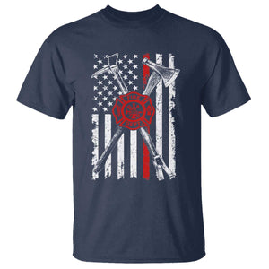 Patriotic Firefighter Axe Halligan Vintage American Flag T Shirt