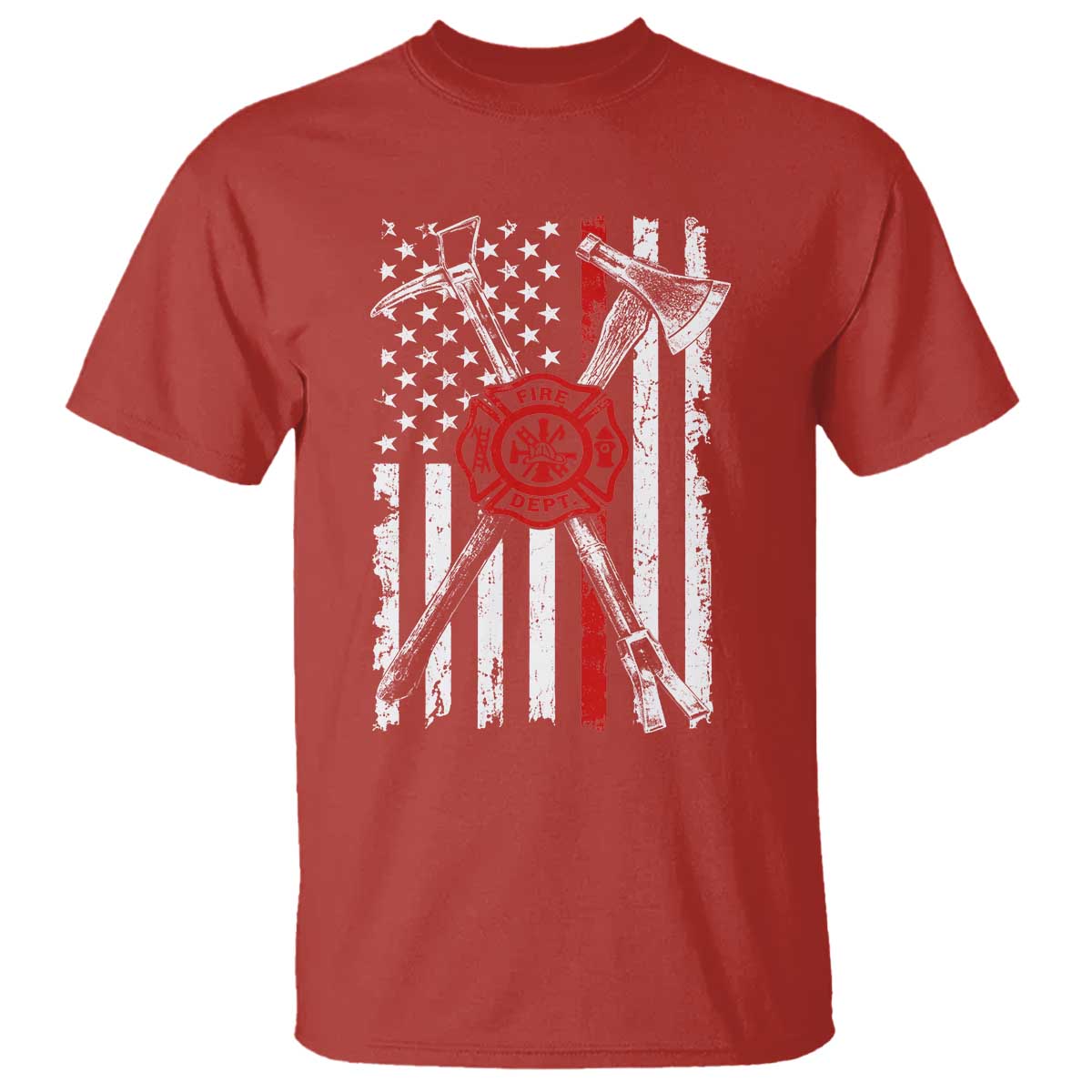Patriotic Firefighter Axe Halligan Vintage American Flag T Shirt