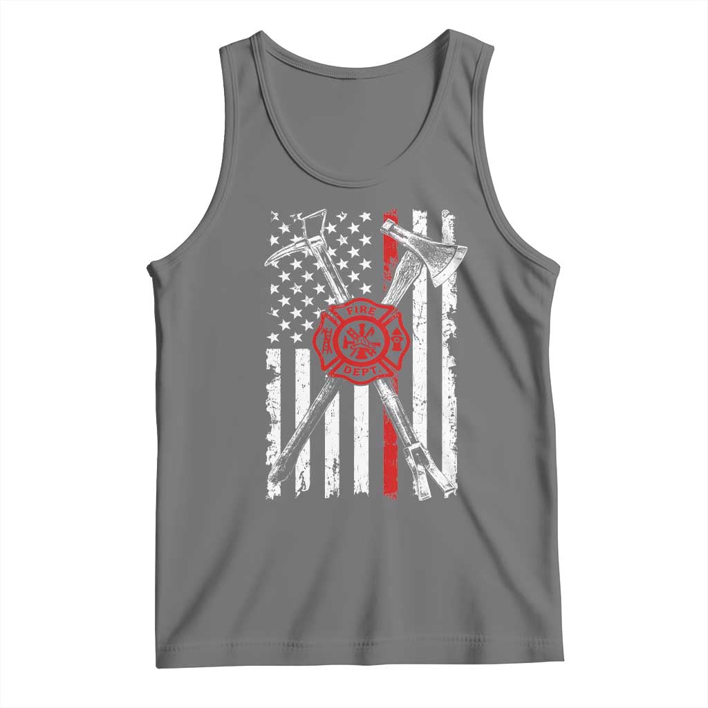 Patriotic Firefighter Axe Halligan Vintage American Flag Tank Top