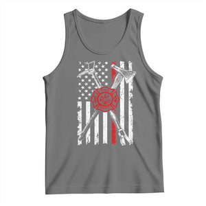 Patriotic Firefighter Axe Halligan Vintage American Flag Tank Top
