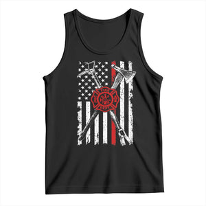 Patriotic Firefighter Axe Halligan Vintage American Flag Tank Top