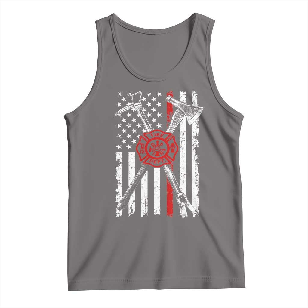 Patriotic Firefighter Axe Halligan Vintage American Flag Tank Top
