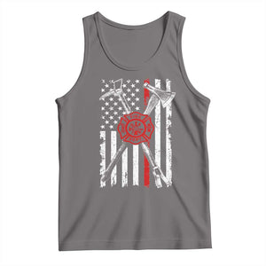 Patriotic Firefighter Axe Halligan Vintage American Flag Tank Top