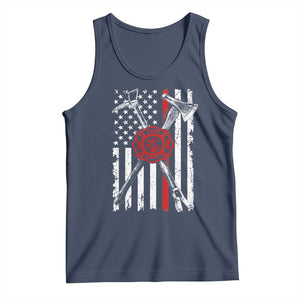Patriotic Firefighter Axe Halligan Vintage American Flag Tank Top