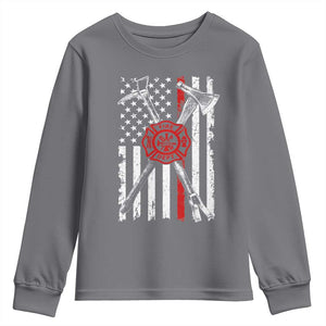 Patriotic Firefighter Axe Halligan Vintage American Flag Youth Sweatshirt