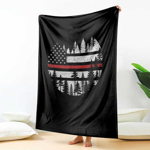 Wildland Firefighter Forest Red Line American Flag Throw Blanket TS11 Print Your Wear