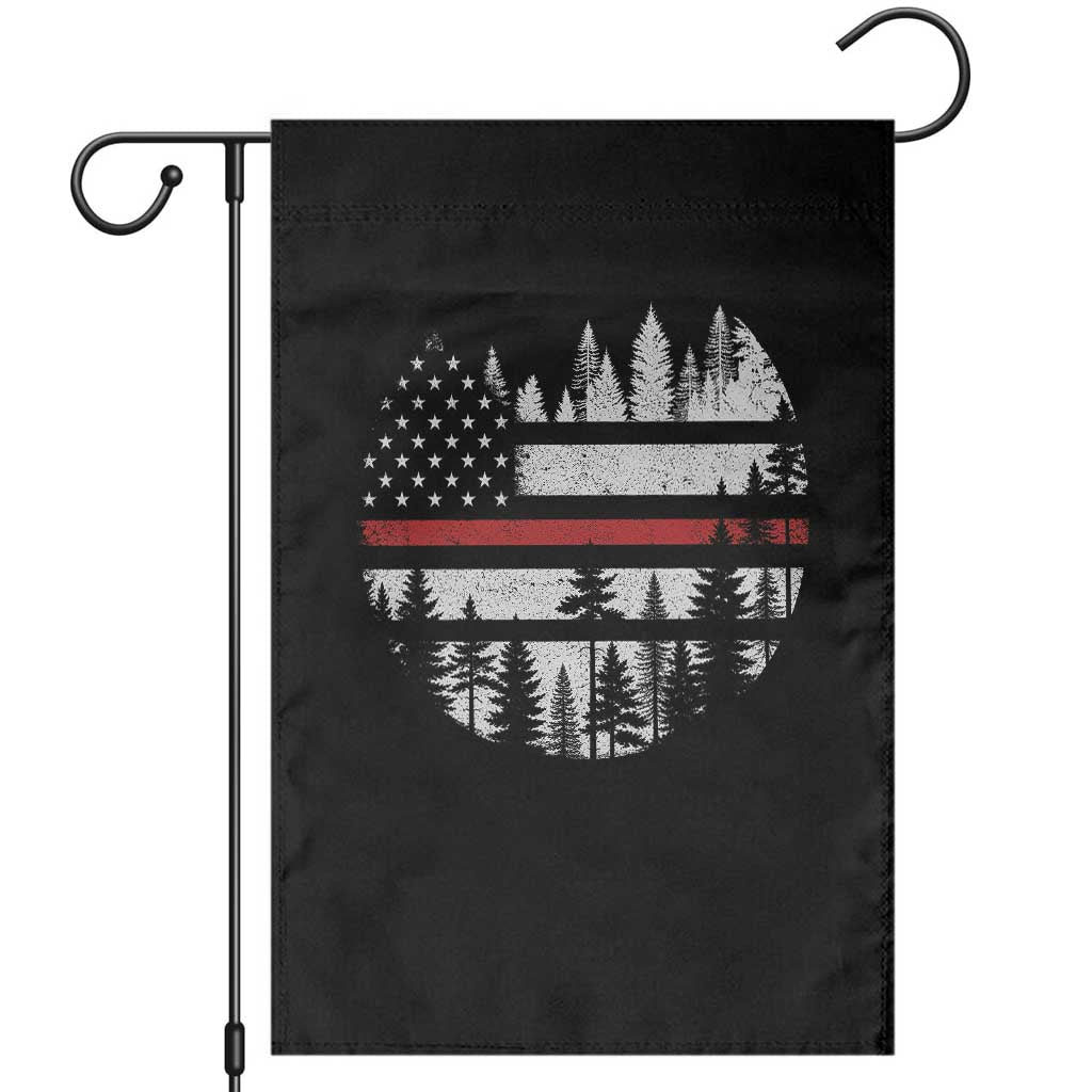 Wildland Firefighter Forest Red Line American Flag Garden Flag TS11 Black Print Your Wear