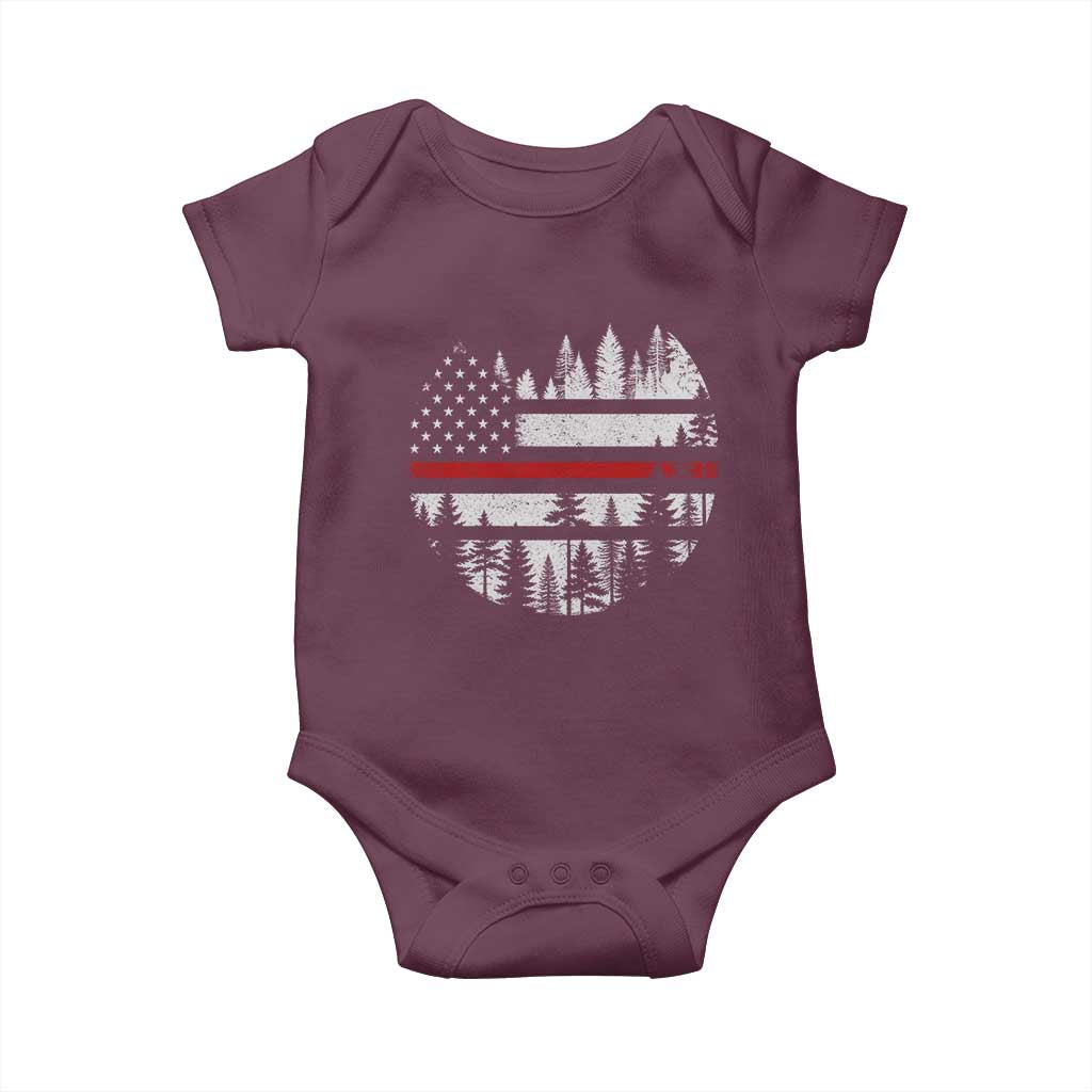 Wildland Firefighter Forest Red Line American Flag Baby Onesie TS11 Maroon Print Your Wear